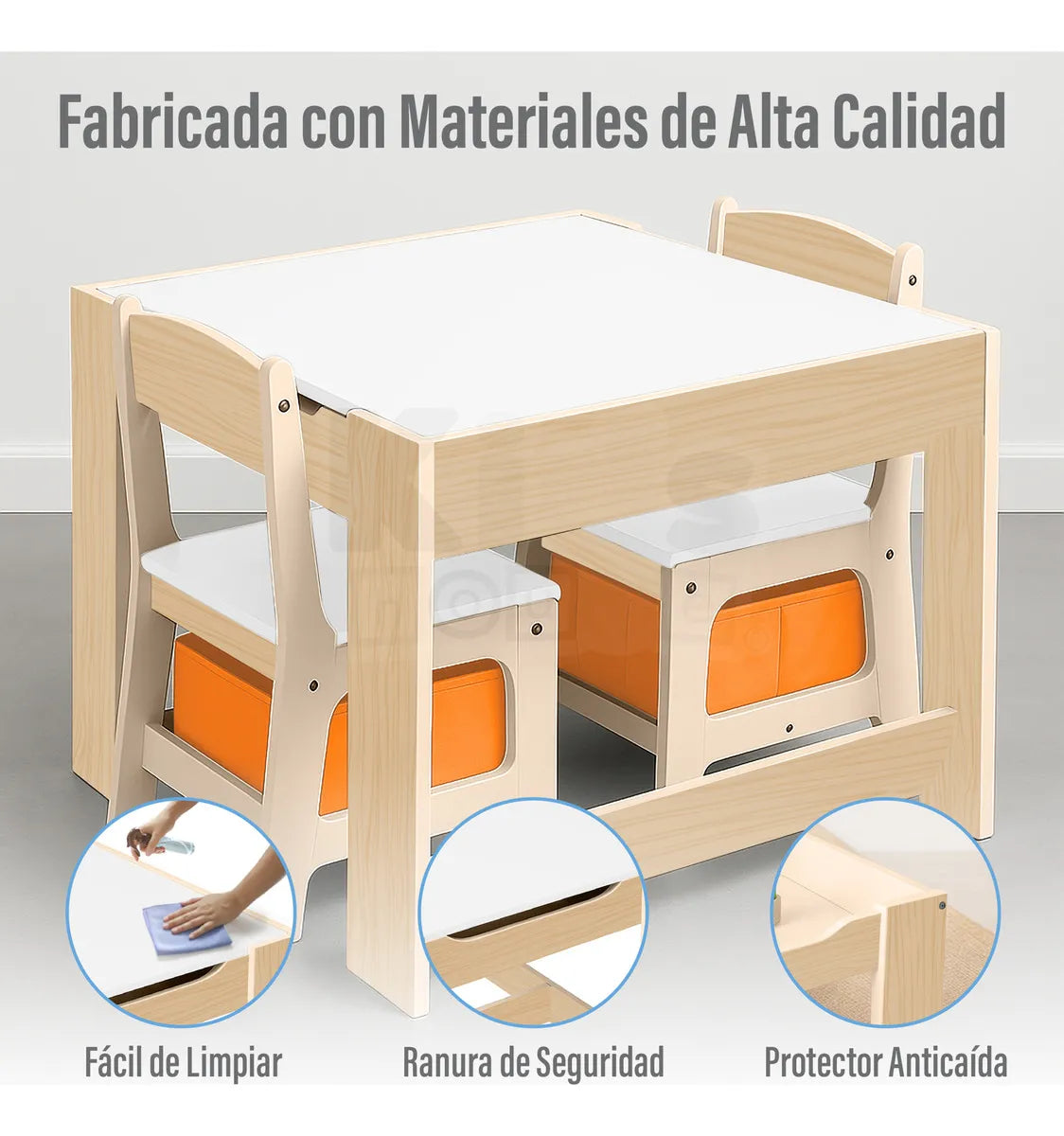 Mesa y Sillas Infantiles Multifuncionales 4 en 1