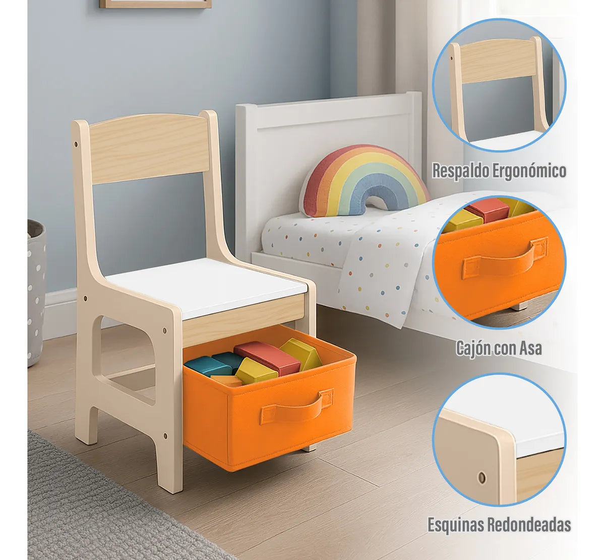 Mesa y Sillas Infantiles Multifuncionales 4 en 1