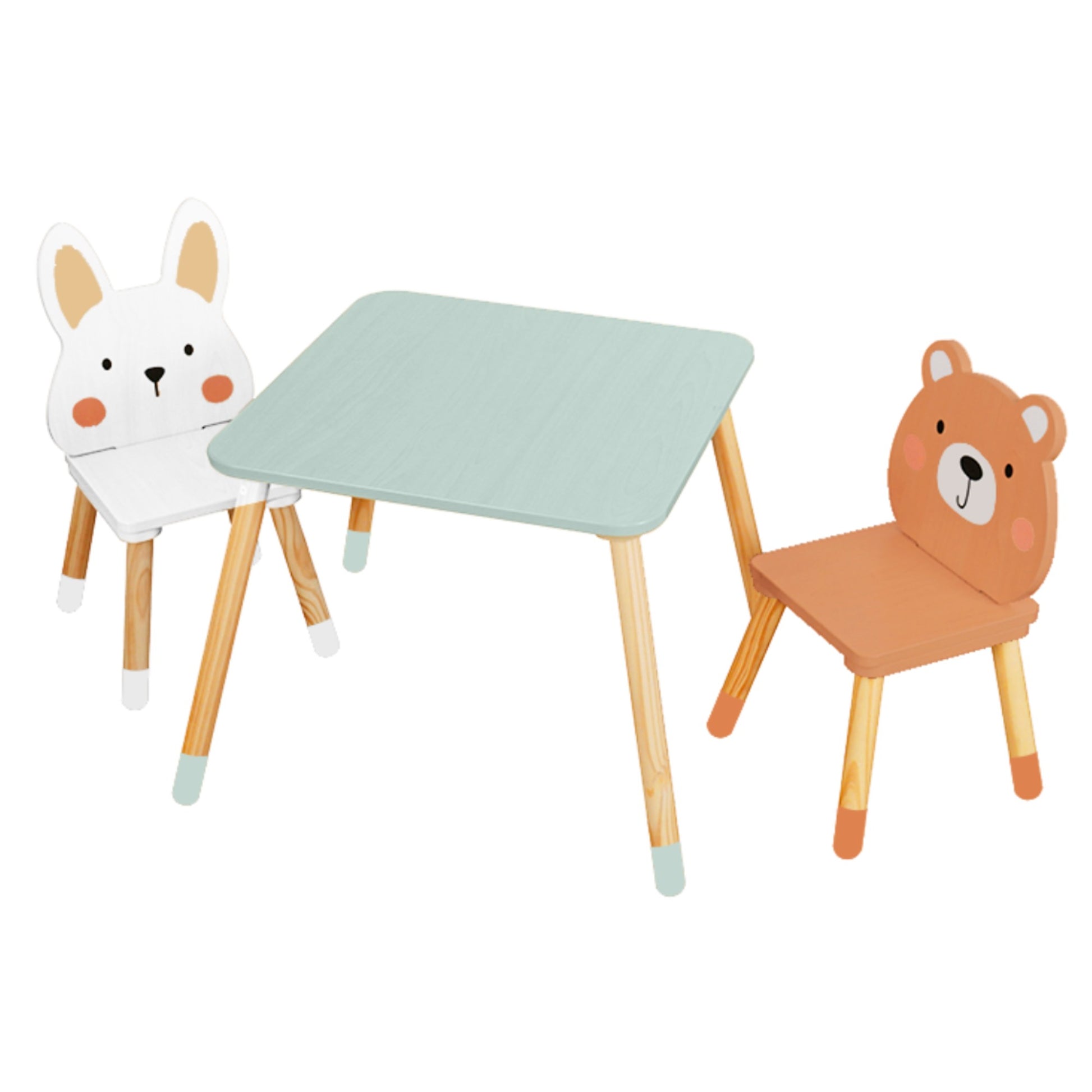 Mesita Infantil con 2 Sillas de Animalitos