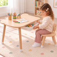 Mesa Infantil Osito con Silla y Bandeja de Almacenamiento (Envío en 2 cajas individuales)