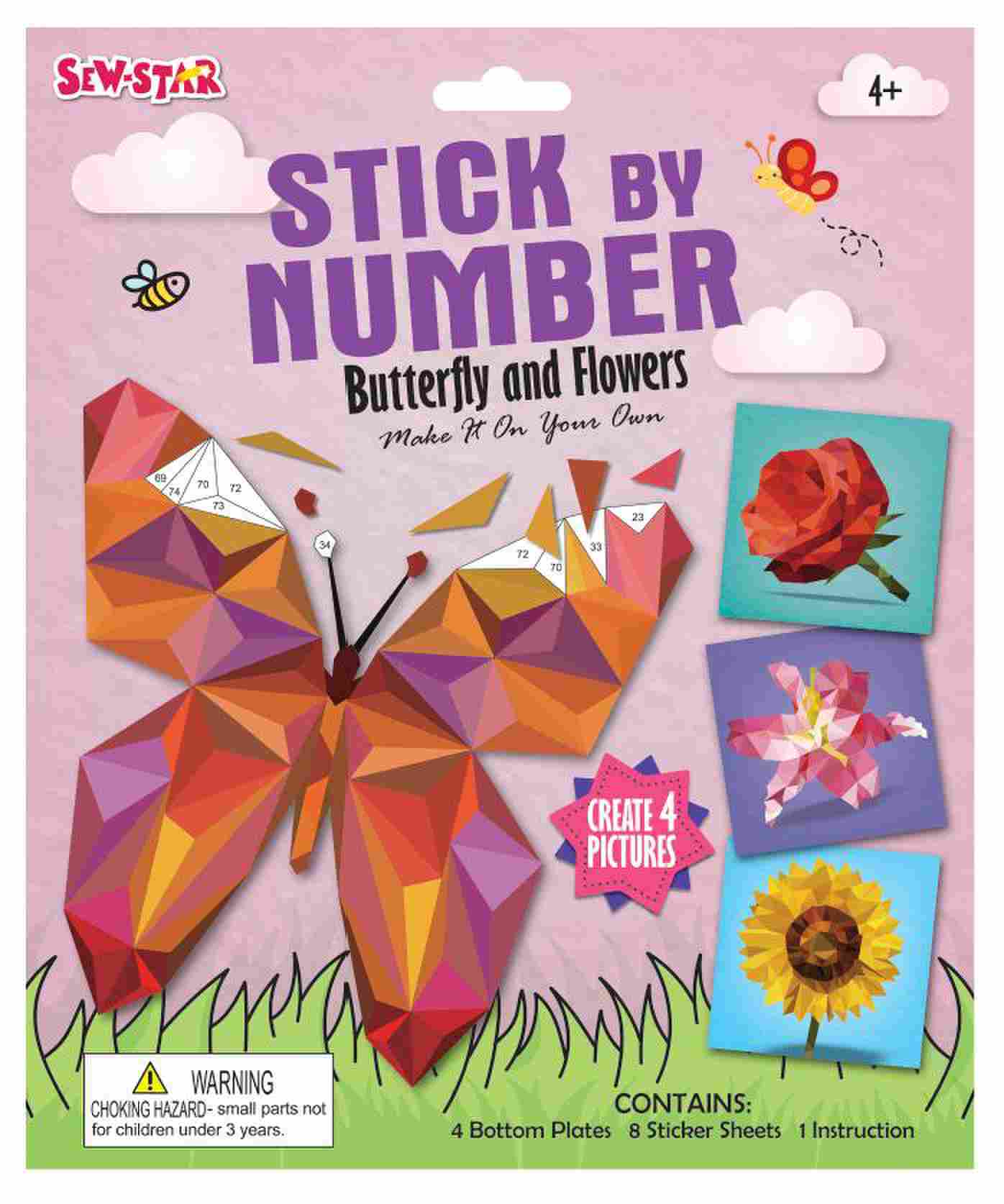 Sticker by Number Butterfly and Flowers