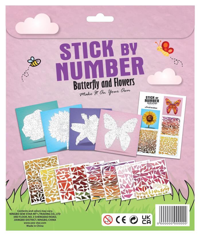 Sticker by Number Butterfly and Flowers