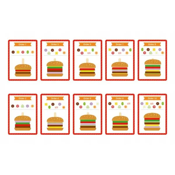 Juego de Hamburguesa Apilable con Tarjetas