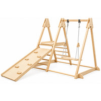 Parque Infantil de Madera con Tobogán, Columpio y Escalada