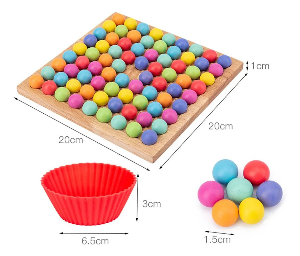 Juego de Pinzas con Bolitas de Colores Montessori