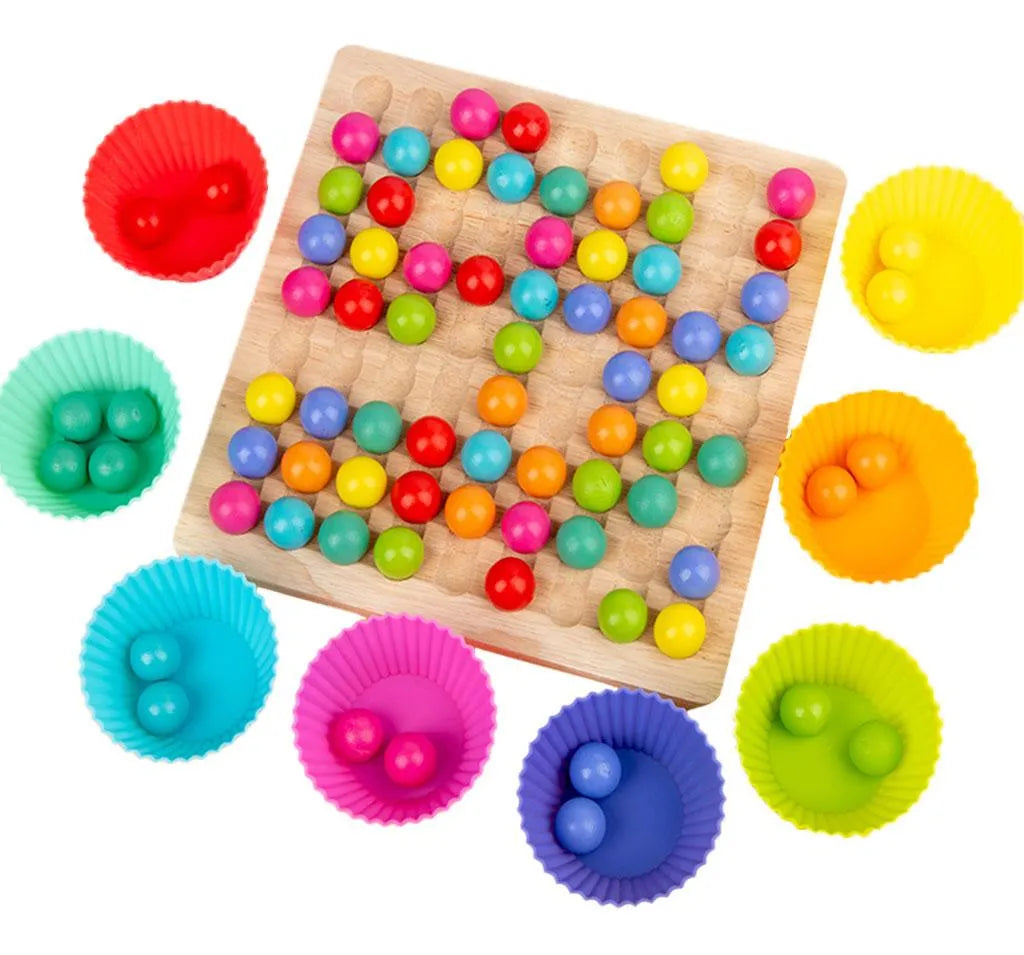 Juego de Pinzas con Bolitas de Colores Montessori