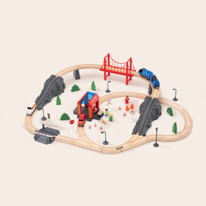 Pista de Tren con Estación de Bomberos y Accesorios