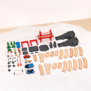 Pista de Tren con Estación de Bomberos y Accesorios