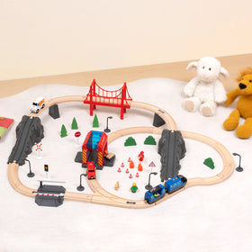 Pista de Tren con Estación de Bomberos y Accesorios