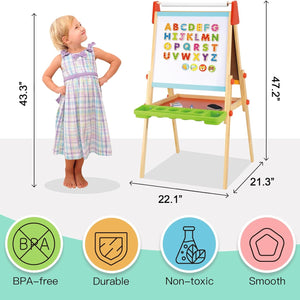 Pizarra Deluxe de Doble Cara con Altura Ajustable y Accesorios