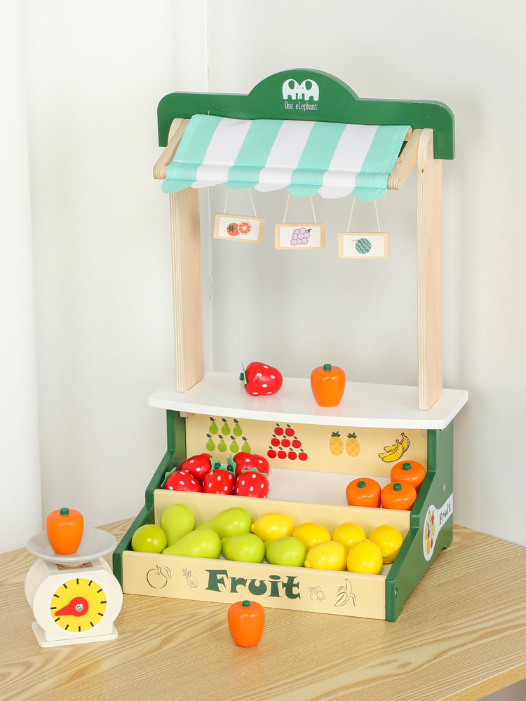 Puesto de Frutas de Madera para Niños