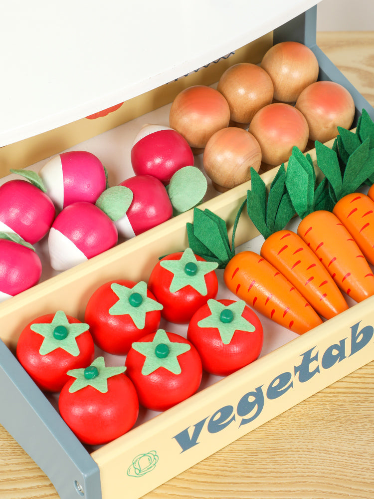 Puesto de Verduras de Madera para Niños