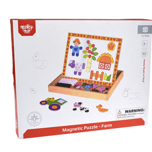Puzzle Magnético de Madera Con Pizarra - Granja
