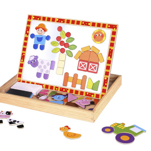 Puzzle Magnético de Madera Con Pizarra - Granja