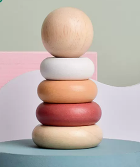 Set de Apilamiento de Aros de Madera Montessori