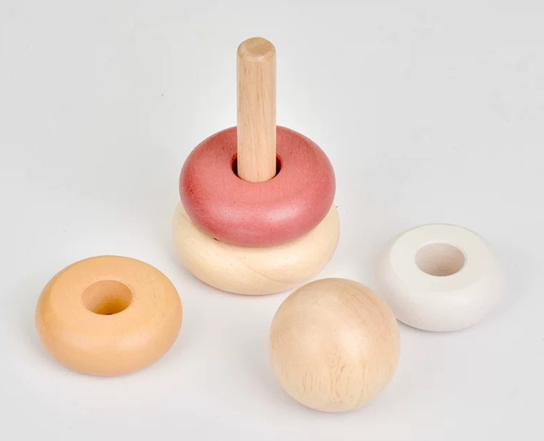 Set de Apilamiento de Aros de Madera Montessori
