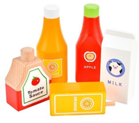 Set de Botellas y Alimentos de Madera