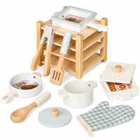 Set de Ollas y Utensilios de Cocina de Madera