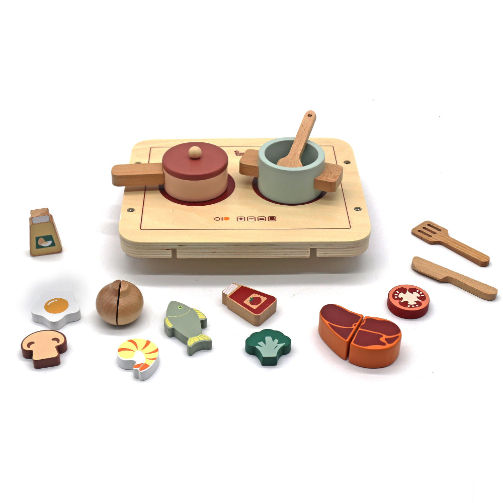 Set de Comida de Madera con Estufa Portátil