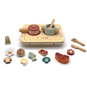 Set de Comida de Madera con Estufa Portátil