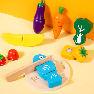 Set de Frutas y Verduras para Cortar de Madera (22 piezas)