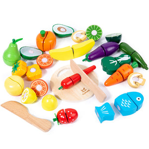 Set de Frutas y Verduras para Cortar de Madera (22 piezas)