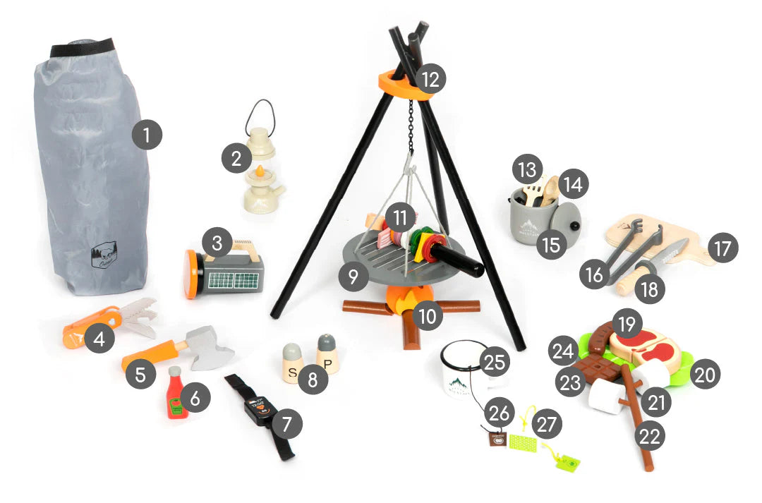 Set de Juego de Campamento de Madera-27 piezas