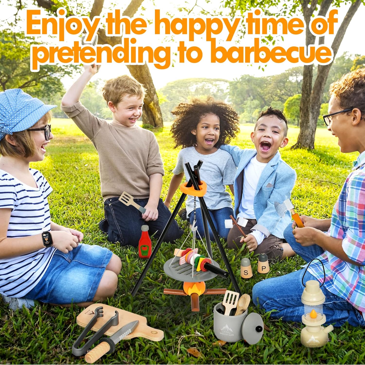 Set de Juego de Campamento de Madera-27 piezas