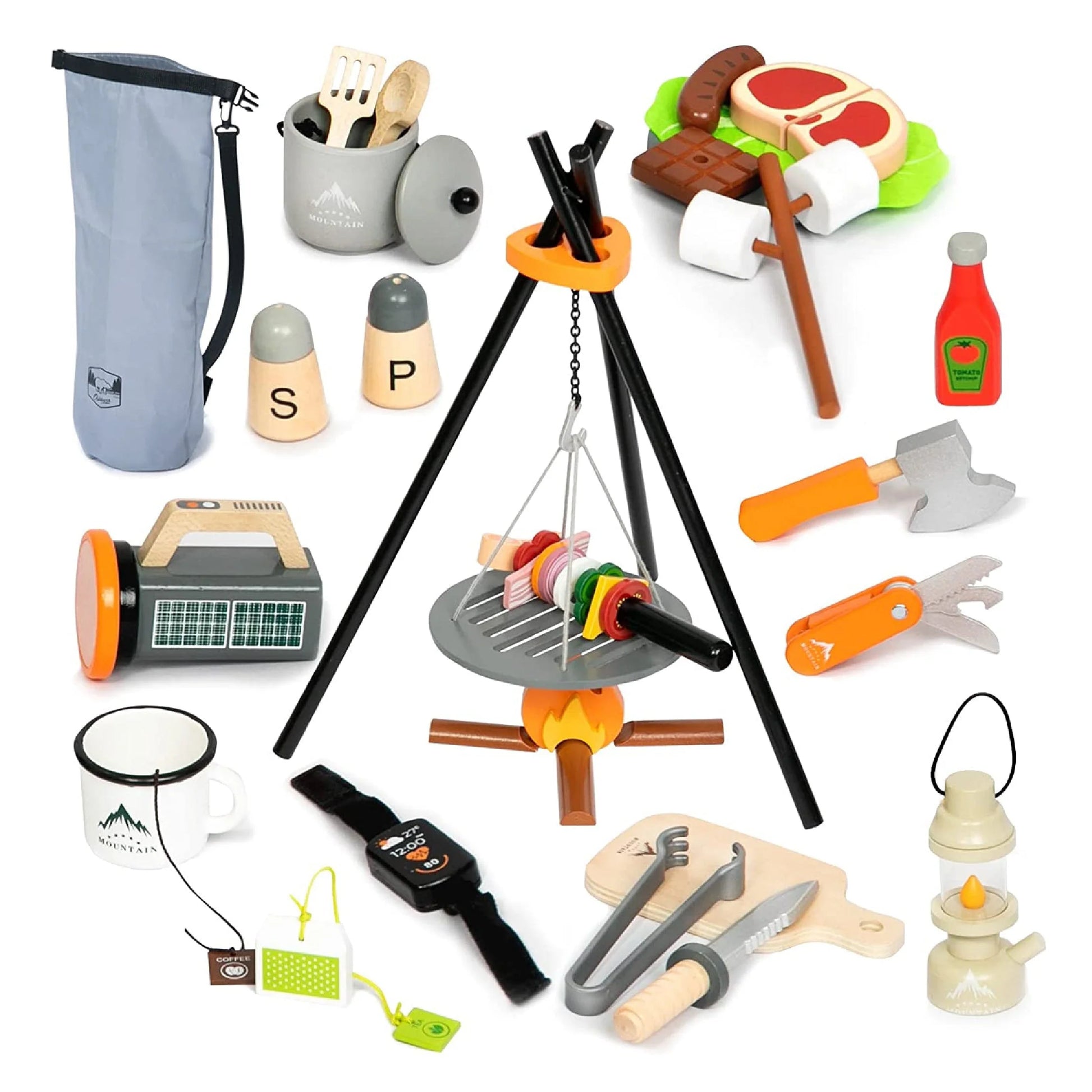 Set de Juego de Campamento de Madera-27 piezas