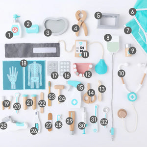 Set de Juego de Doctor de Madera – Doctor Playset - 36 Piezas