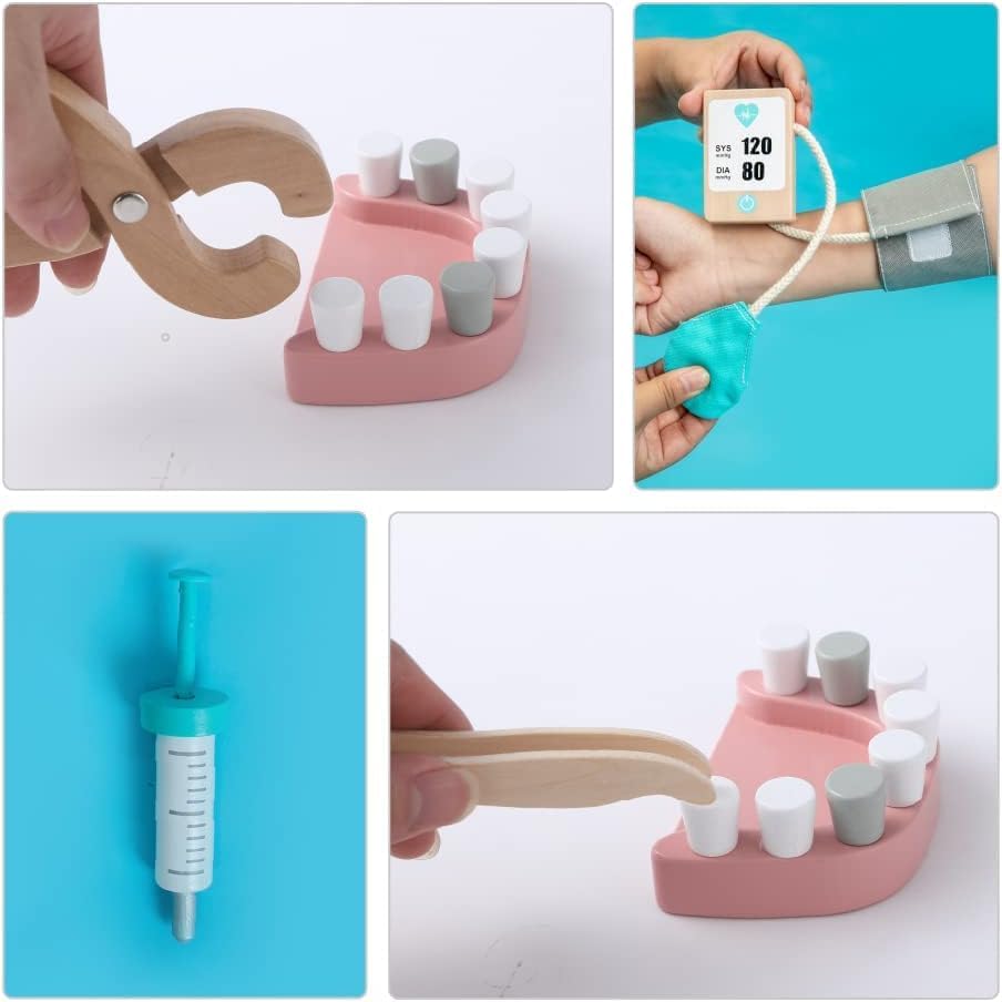 Set de Juego de Doctor de Madera- 18 Piezas