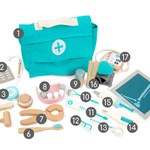 Set de Juego de Doctor de Madera- 18 Piezas