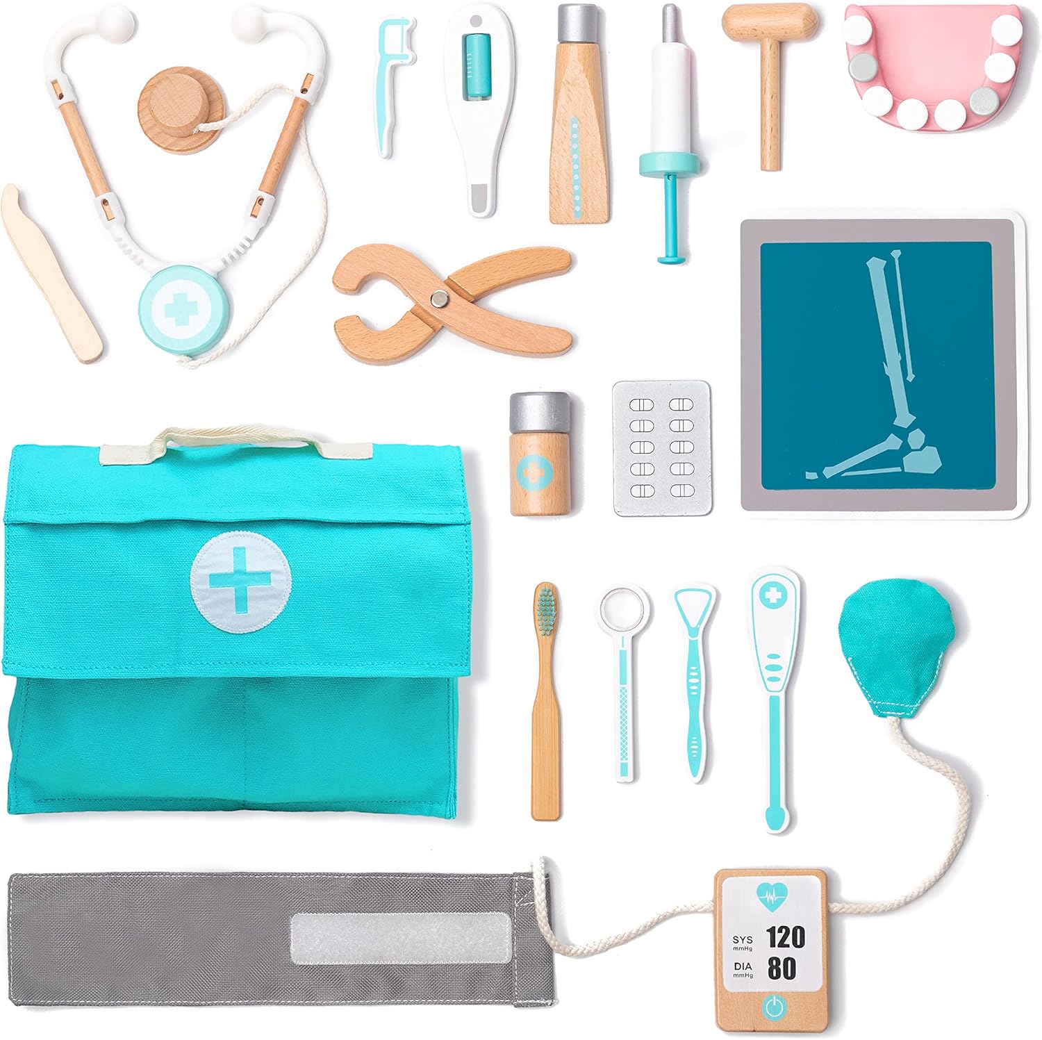 Set de Juego de Doctor de Madera- 18 Piezas