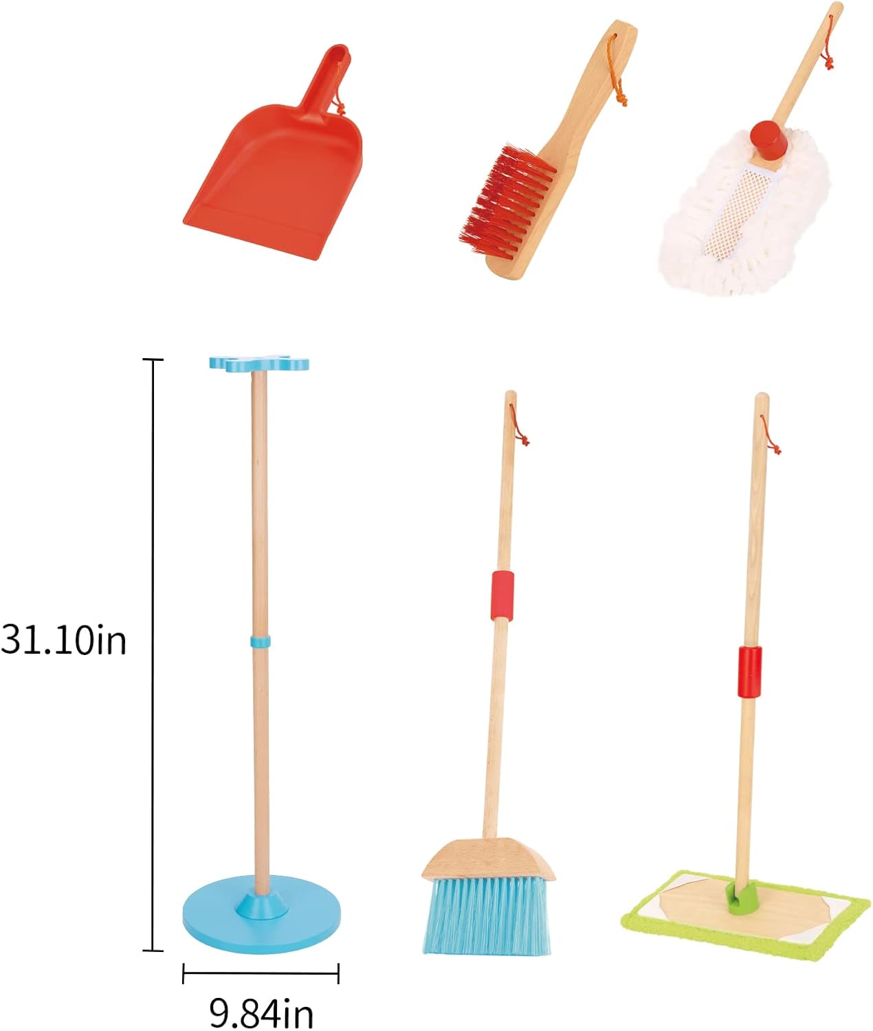 Set de Limpieza Infantil con Base de Madera – 6 Piezas