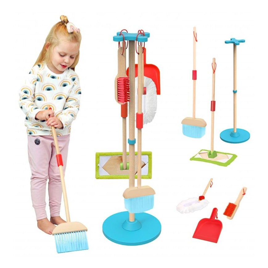 Set de Limpieza Infantil con Base de Madera – 6 Piezas