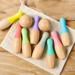 Set de Minibolos de Madera en Colores Pastel