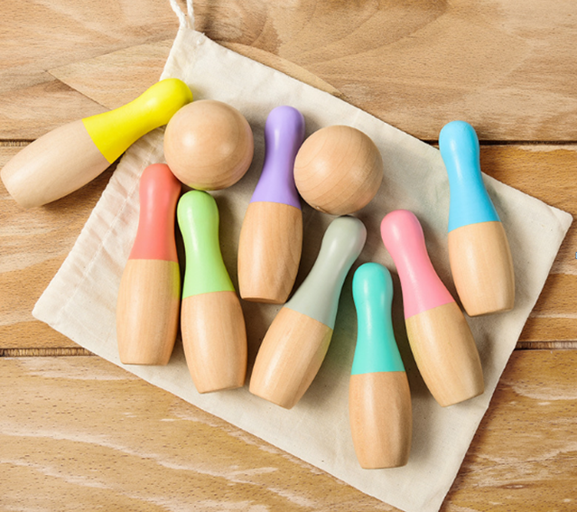 Set de Minibolos de Madera en Colores Pastel