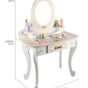 Tocador de Madera Blanco con Accesorios de Maquillaje de Juguete