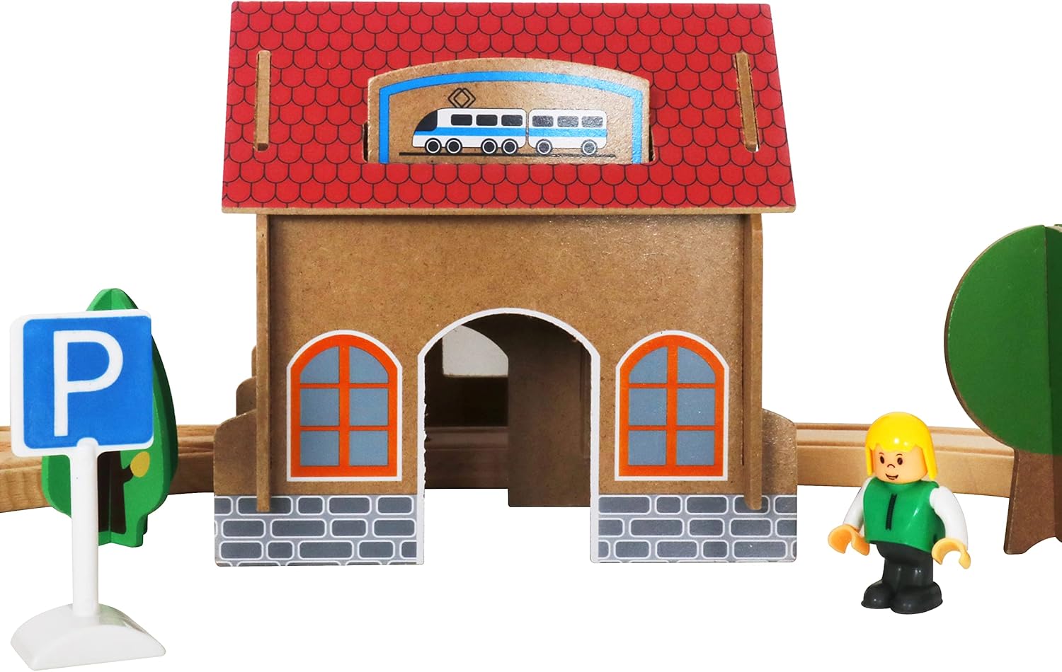 Pista de Tren con 88 Piezas y Locomotora a Batería