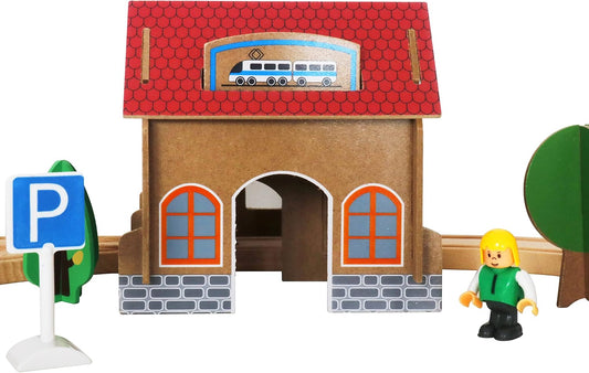 Pista de Tren con 88 Piezas y Locomotora a Batería