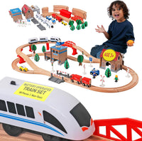 Pista de Tren con 88 Piezas y Locomotora a Batería