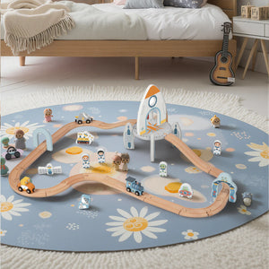 Set Pista de Tren Estación Espacial de Madera