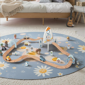 Set Pista de Tren Estación Espacial de Madera