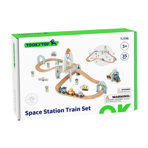 Set Pista de Tren Estación Espacial de Madera