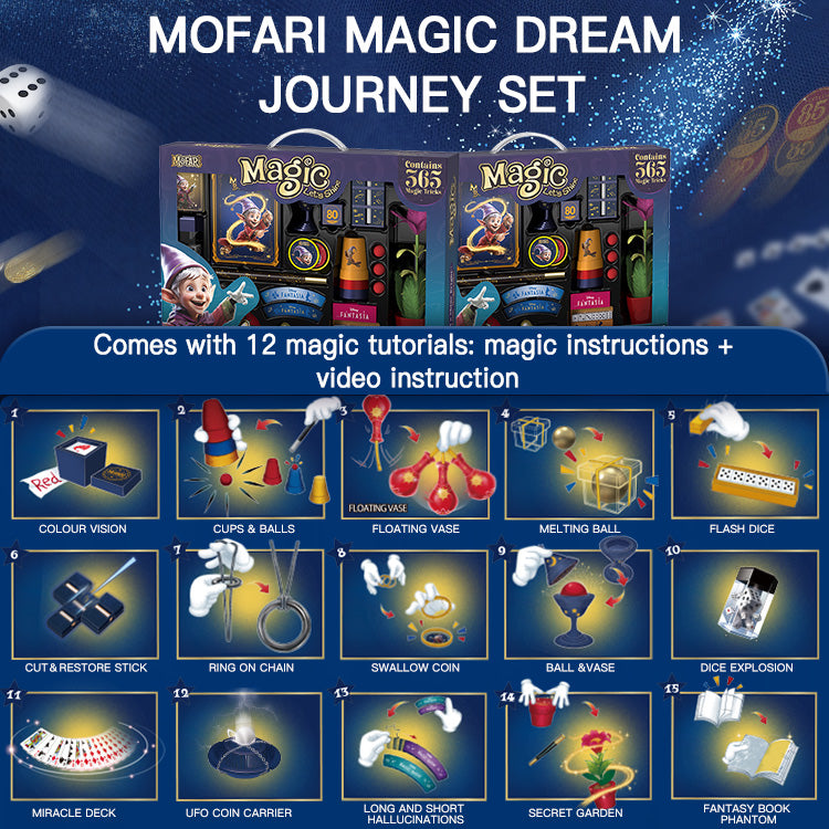 Set de Magia MOFARI 365 Trucos – Caja Mágica con 15 Accesorios y Tutoriales