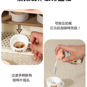 Set de Máquina de Café de Madera para Niños