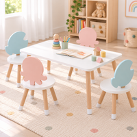 Set Mesa Infantil Doble Océano + 4 Sillas Pez y Pulpito (Envío en 5 Cajas Individuales)
