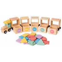 Set de Tren de Madera con Figuras de Colores