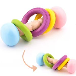 Sonajero de Madera para Bebés con Aros de Colores – Juguete Sensorial Montessori