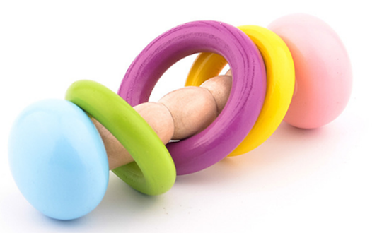 Sonajero de Madera para Bebés con Aros de Colores – Juguete Sensorial Montessori